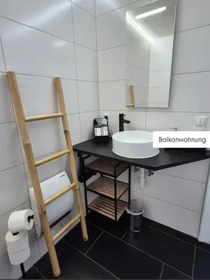 Ein Badezimmer in der Unterkunft Ferienwohnung Tostner Burgblick
