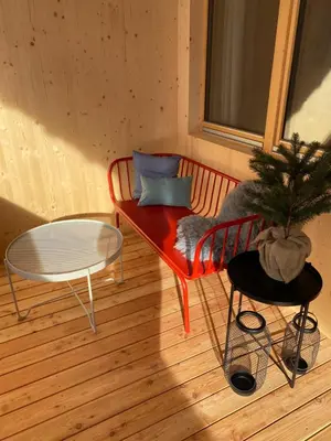 Ein Sitzbereich in der Unterkunft SMART Apartments Mellau