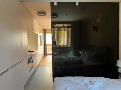 Ein Sitzbereich in der Unterkunft SMART Apartments Mellau