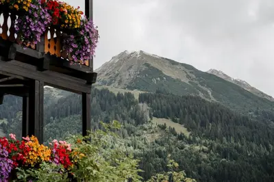 Ein allgemeiner Bergblick oder ein Berglick von der Pension aus