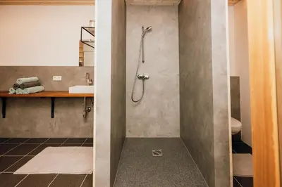 Ein Badezimmer in der Unterkunft Ferienhaus FuchsbAu