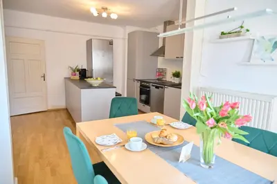 Küche/Küchenzeile in der Unterkunft Zentrales Apartment Pfänderblick