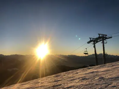 Blick auf den Sonnenuntergang/Sonnenaufgang von der Ferienwohnung aus oder aus der Nähe