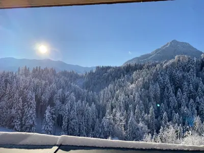 Ein allgemeiner Bergblick oder ein Berglick von der Ferienwohnung aus