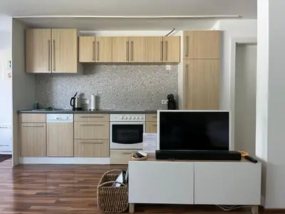 Küche/Küchenzeile in der Unterkunft Schöne Wohnung in ruhiger Lage mit Garten.