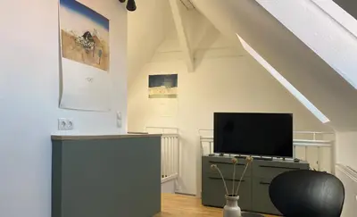 TV/Unterhaltungsangebot in der Unterkunft Bright + Cozy Dachgeschoß Maisonette im Zentrum