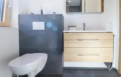 Ein Badezimmer in der Unterkunft Burtscherhof in Braz