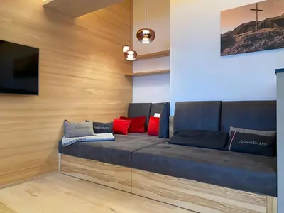 Ein Sitzbereich in der Unterkunft Dahoam - neue Ferienwohnung mit Kamin und Sauna