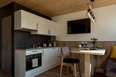 Küche/Küchenzeile in der Unterkunft Ländleapartments