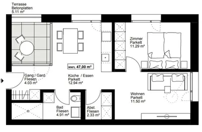 Grundriss der Unterkunft Neu erstellte Wohnung mit Balkon in Hard