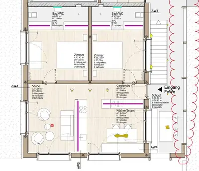 Grundriss der Unterkunft Appartement Holderstauden