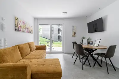 Ein Sitzbereich in der Unterkunft homy City Diamant in Feldkirch, Grenznähe und doch Zentral