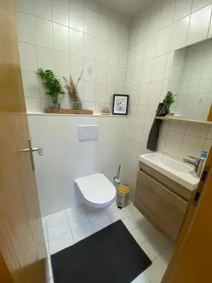 Ein Badezimmer in der Unterkunft sonnige gemütliche FEWO