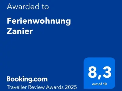 Ein Zertifikat, Auszeichnung, Logo oder anderes Dokument, das in der Unterkunft Ferienwohnung Zanier ausgestellt ist